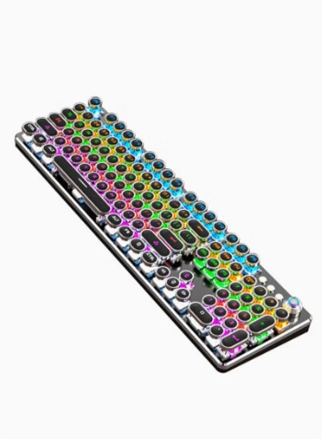 joyzzz 104-Key Multimedia Mechanical Keyboard Retro Punk Key Cap RGB Mechanical Wired Keyboard - Image 5